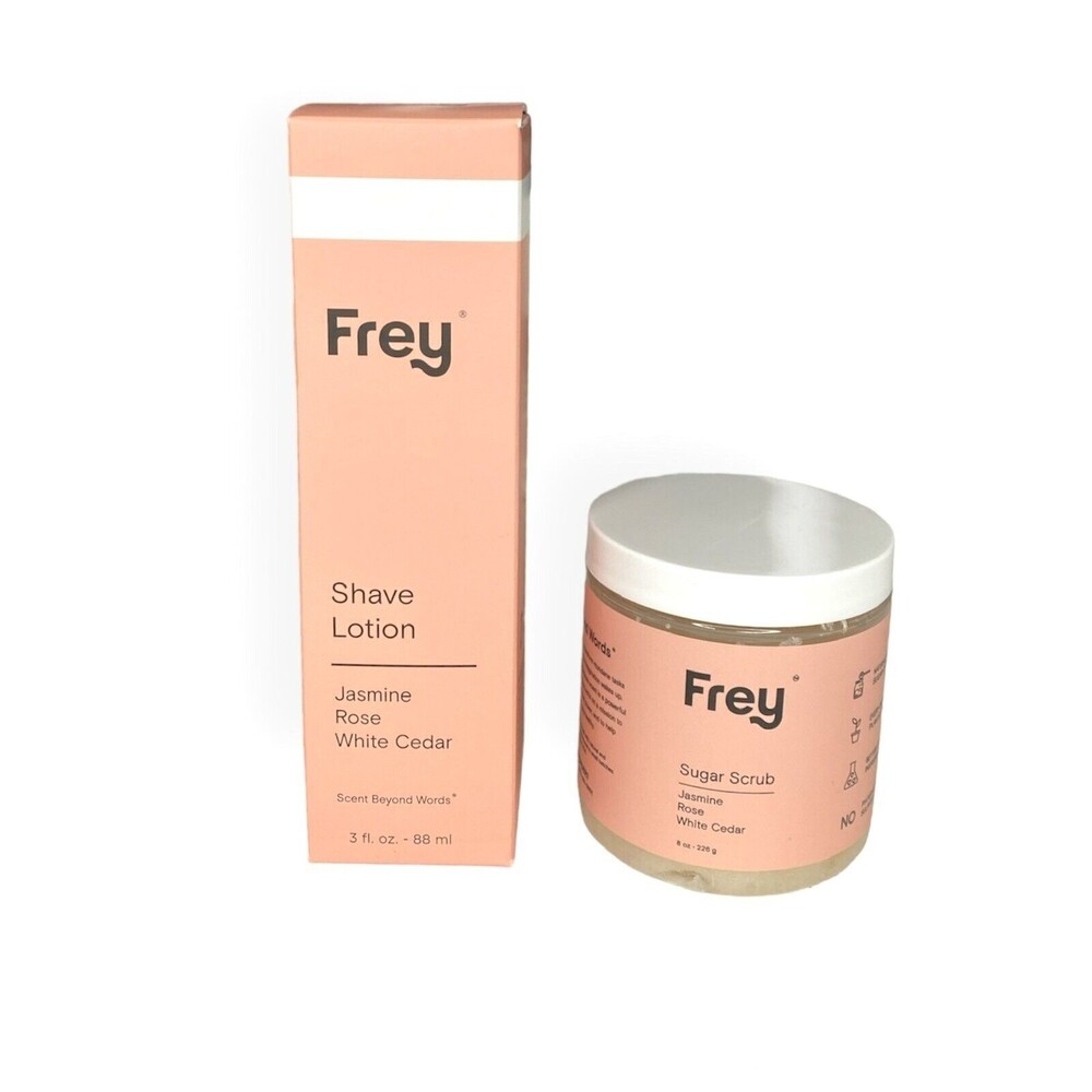 FREY Shave Lotion and Sugar Scrub Set Jasmine Rose White Cedar (2 Products) NEW